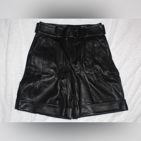 INC International Concepts Faux-Leather Paperbag-Waist Shorts, XS